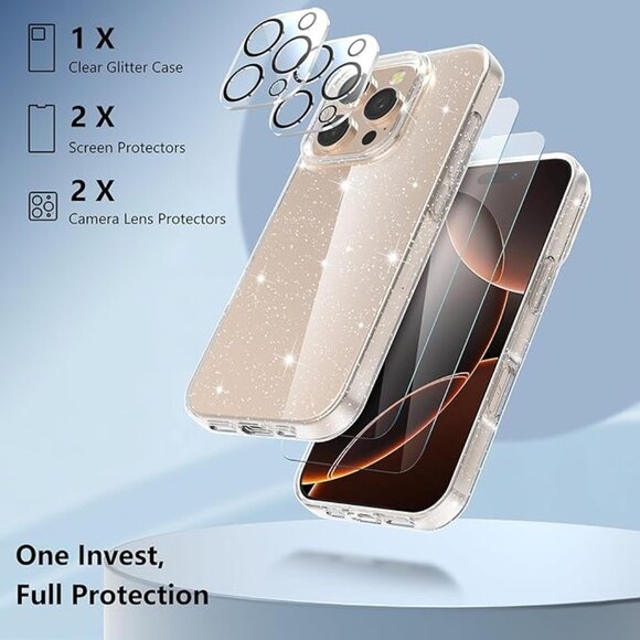 iPhone 16 Pro Max Glitter Clear Case for with Screen Protector&More! - Picture 4 of 6